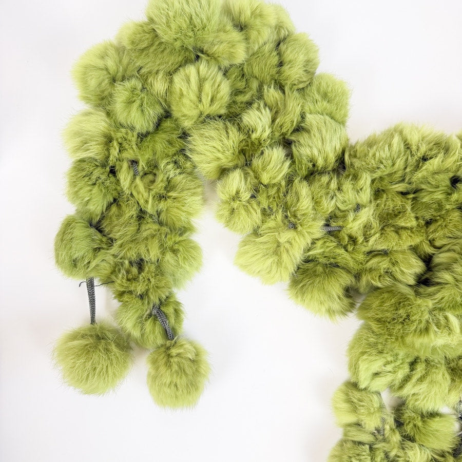 Vintage Green Knitted Soft Rabbit Fur Scarf Collar Stole