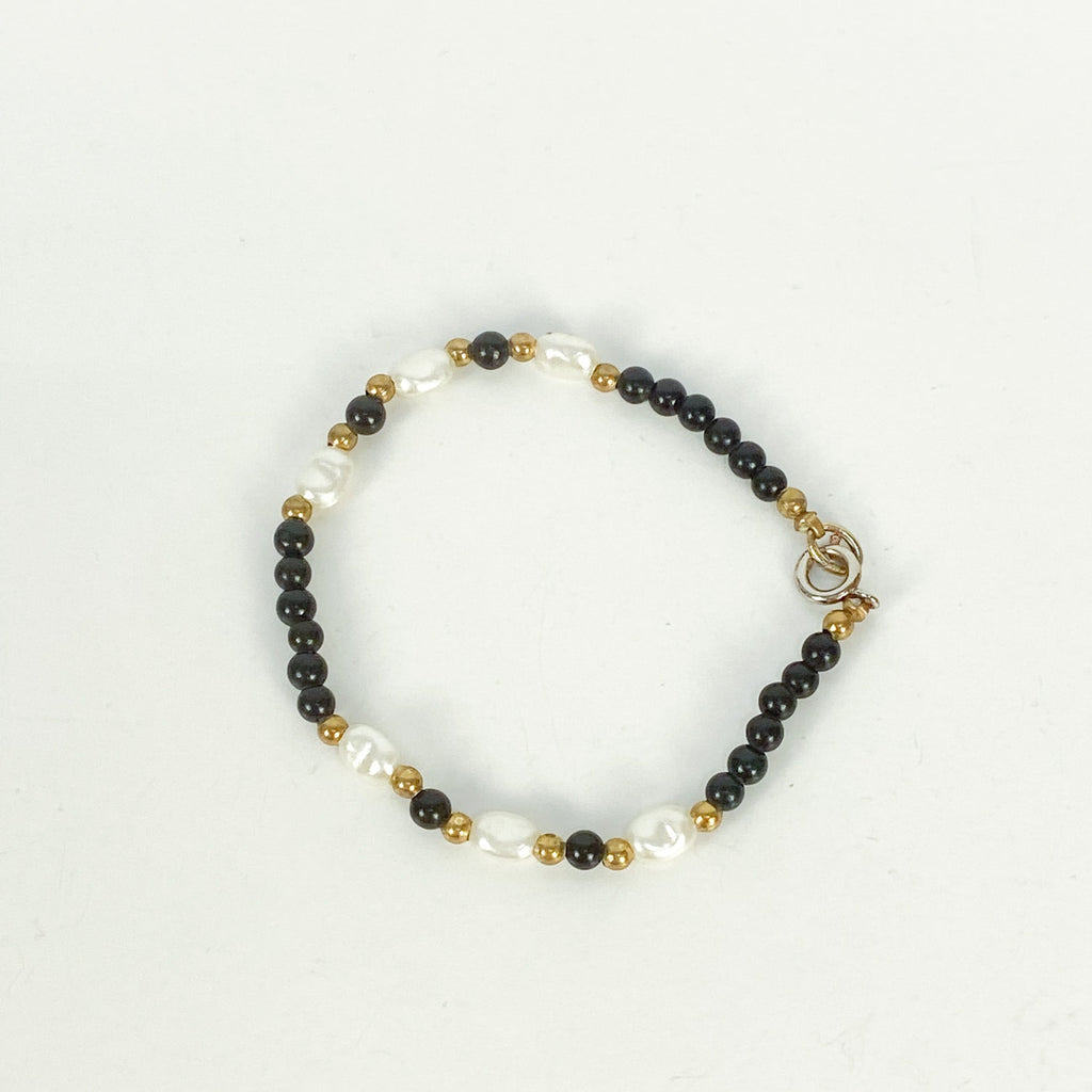 1970s/1980s Black and White Beaded Bracelet