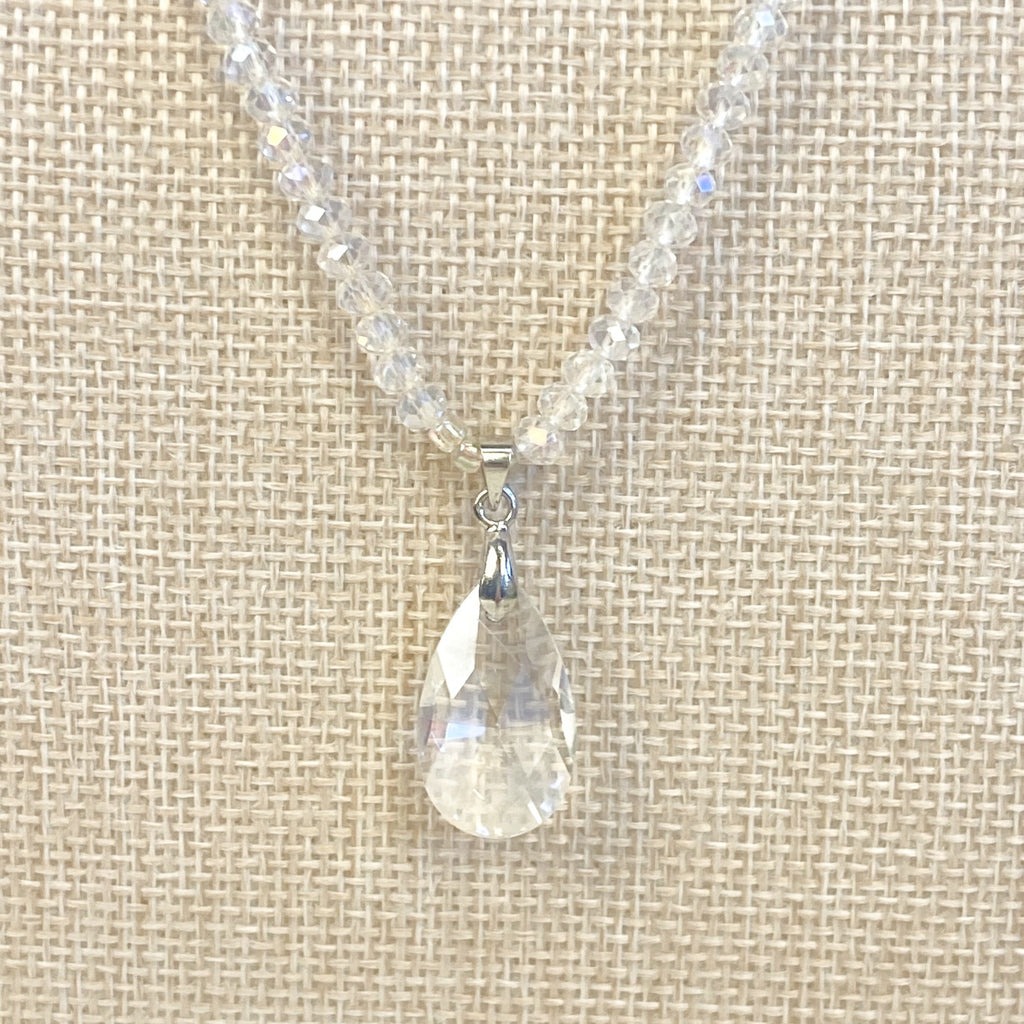 Sparkly Drop Beaded Pendant Necklace