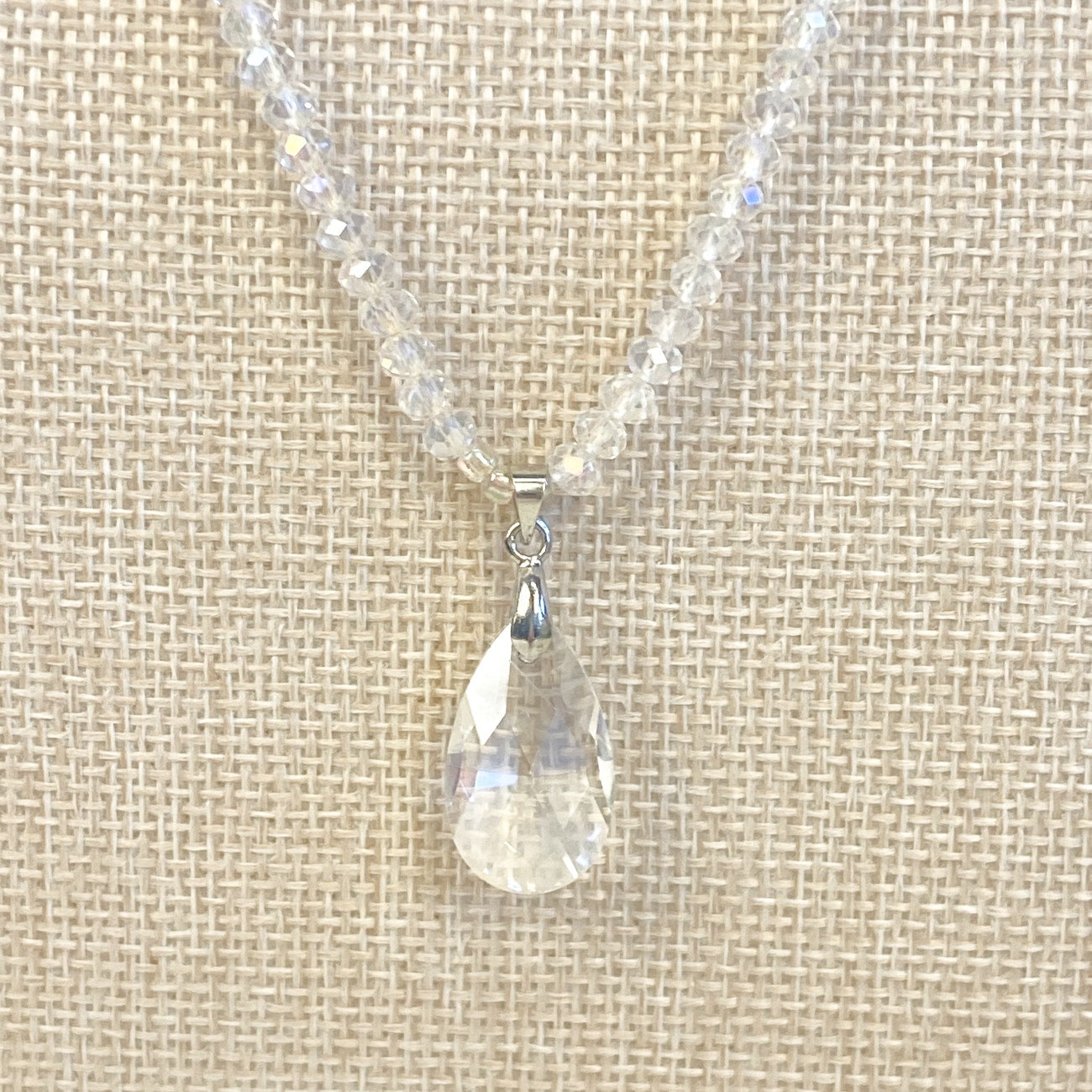 Sparkly Drop Beaded Pendant Necklace