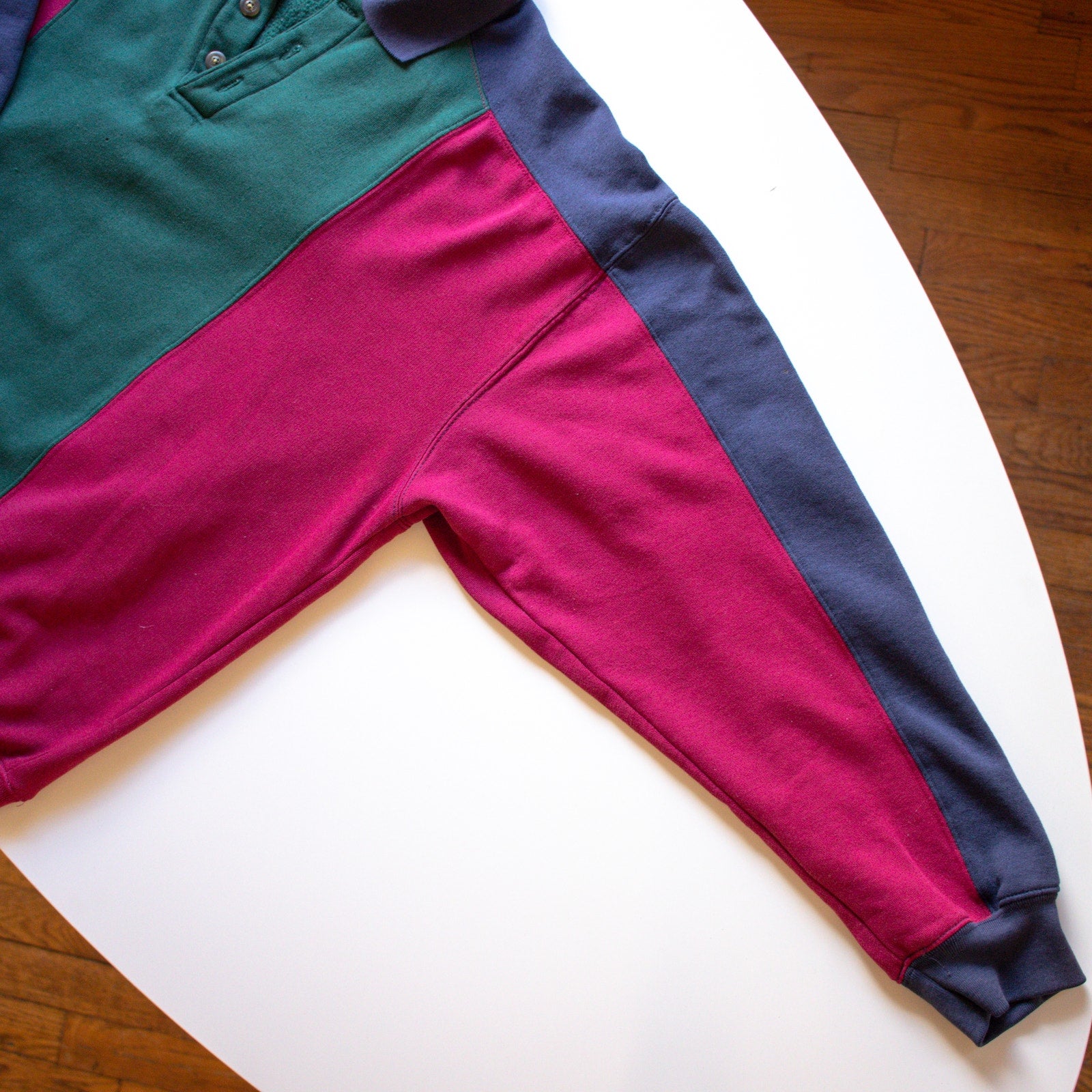 Vintage American Weekend Retro Color Block Collared Sweater Size XL