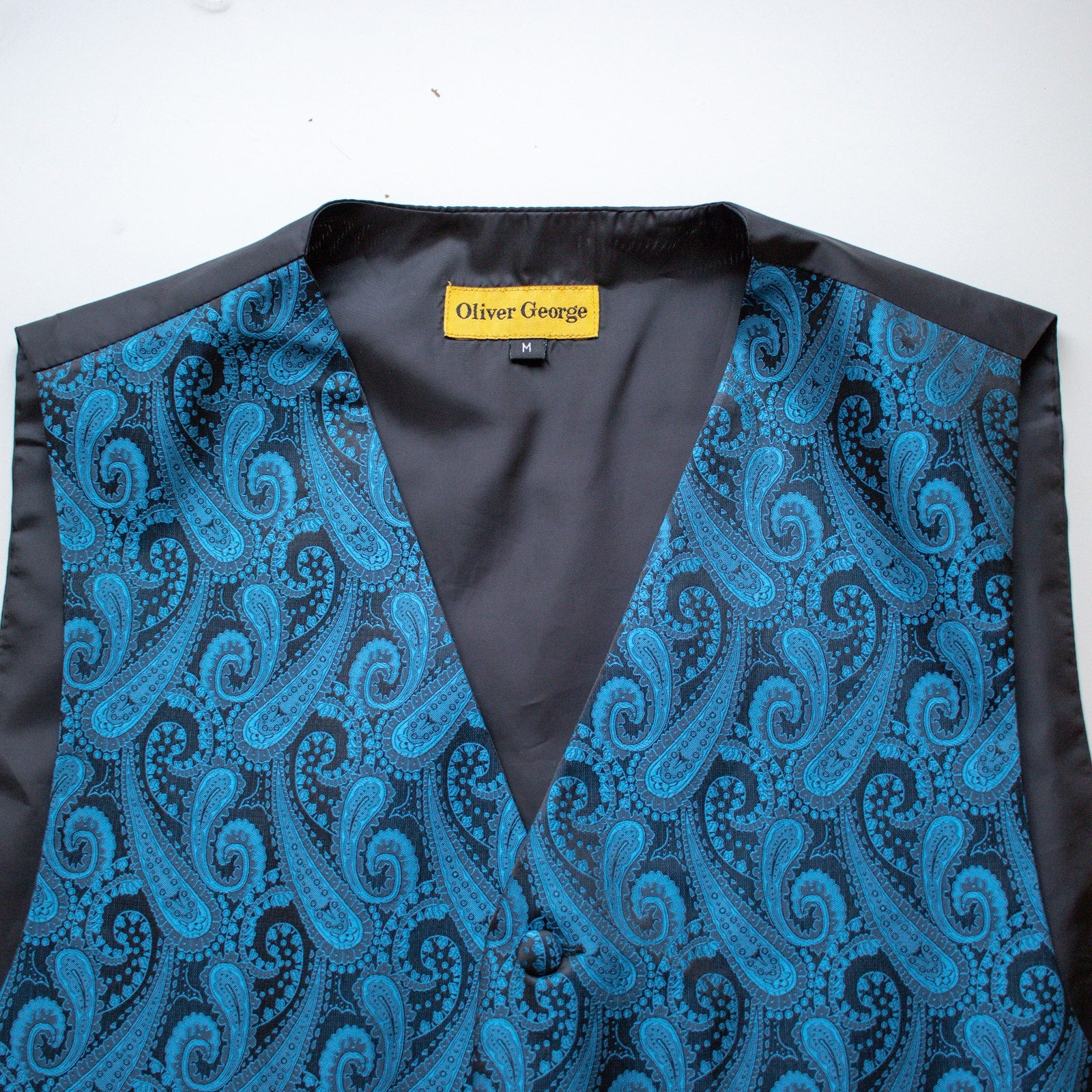 Vintage Blue Paisley Suit Vest Size Medium