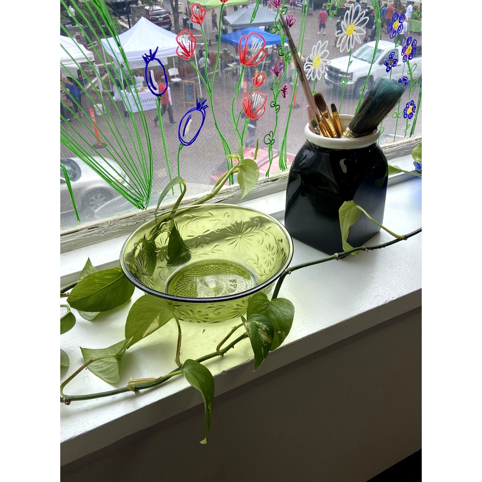Green Depression Glass Style Bowl