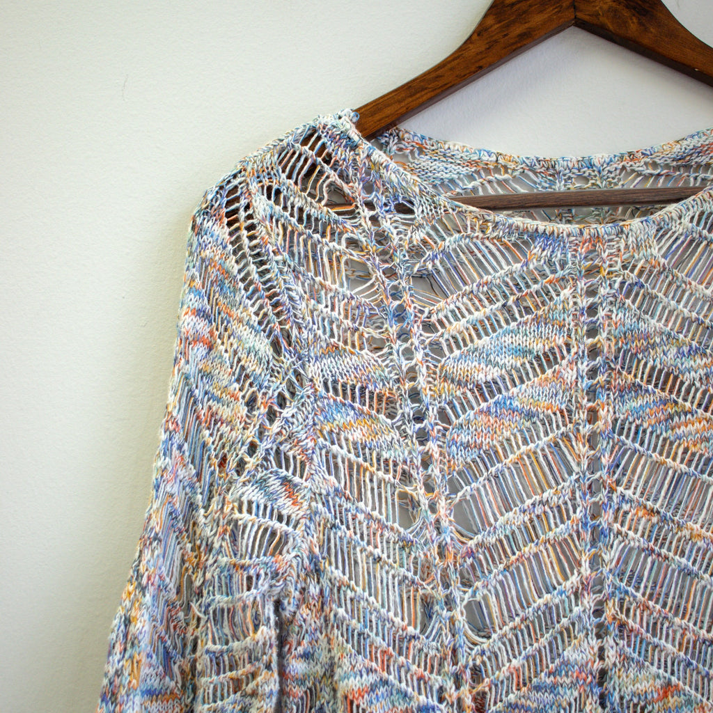 Rainbow Open Knit 3/4 Length Sleeve Size Medium