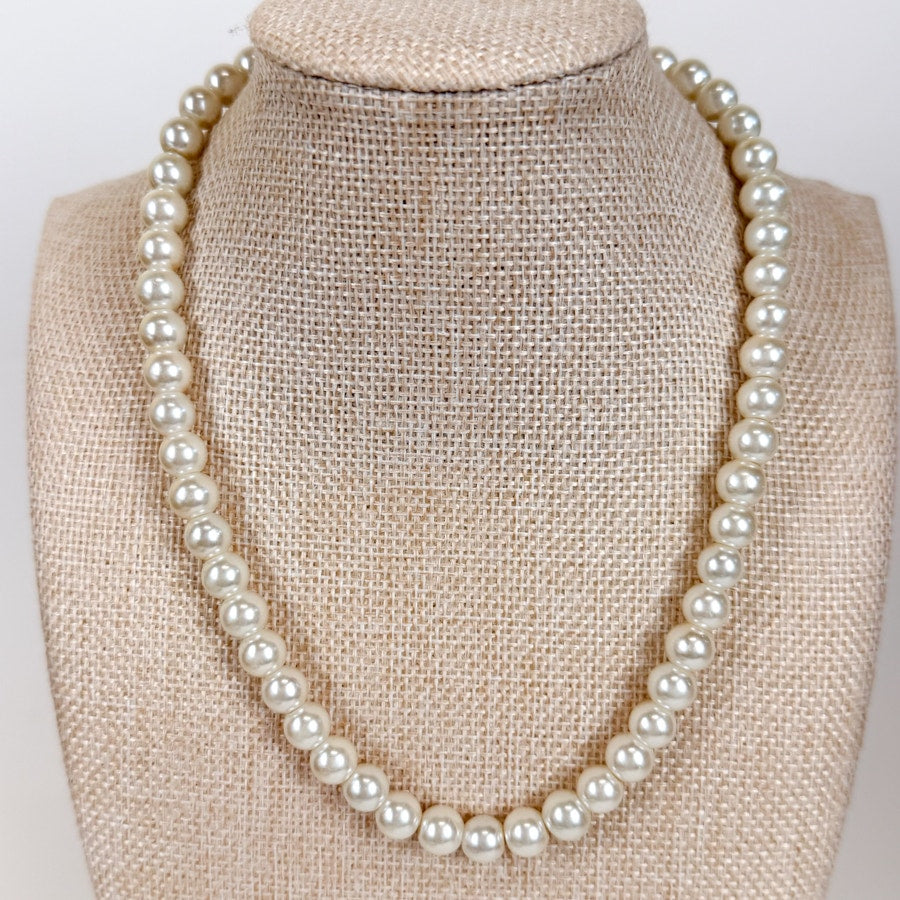 Faux Pearl Beaded Necklace Glass Beads