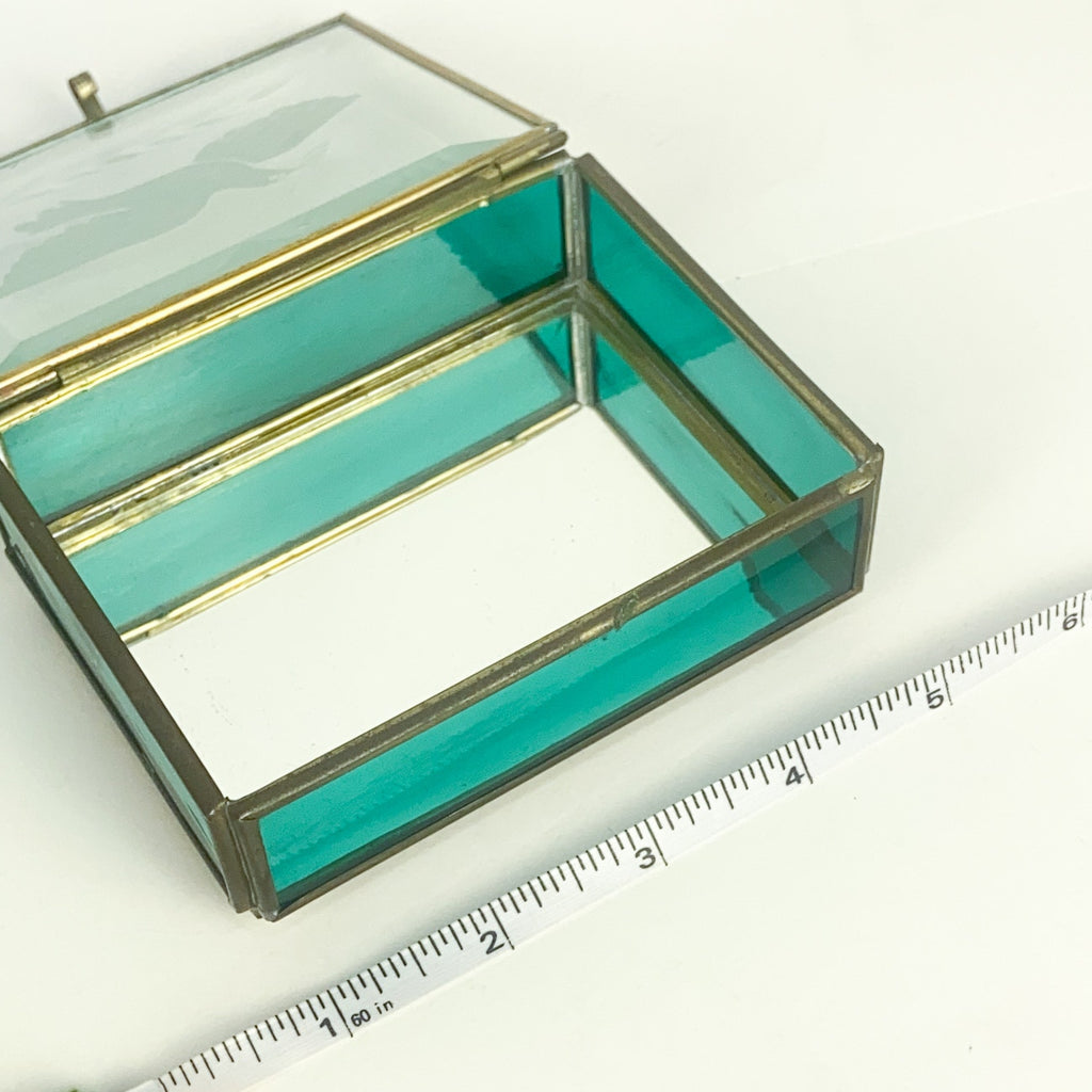 Cut Glass Dove Engraved Trinket Box Mirrored base