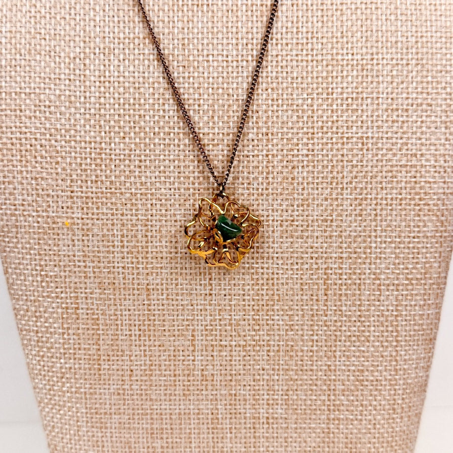 Gold Tone Flower Pendant Necklace