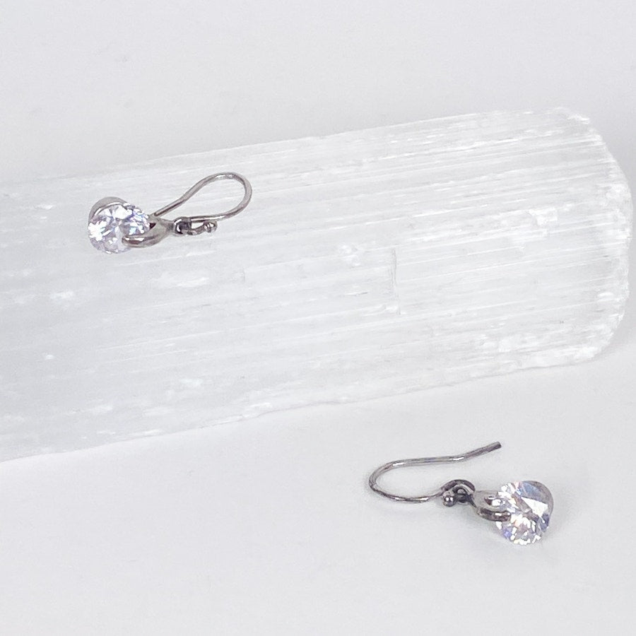 Sterling Silver 'Diamond' Drop Earrings