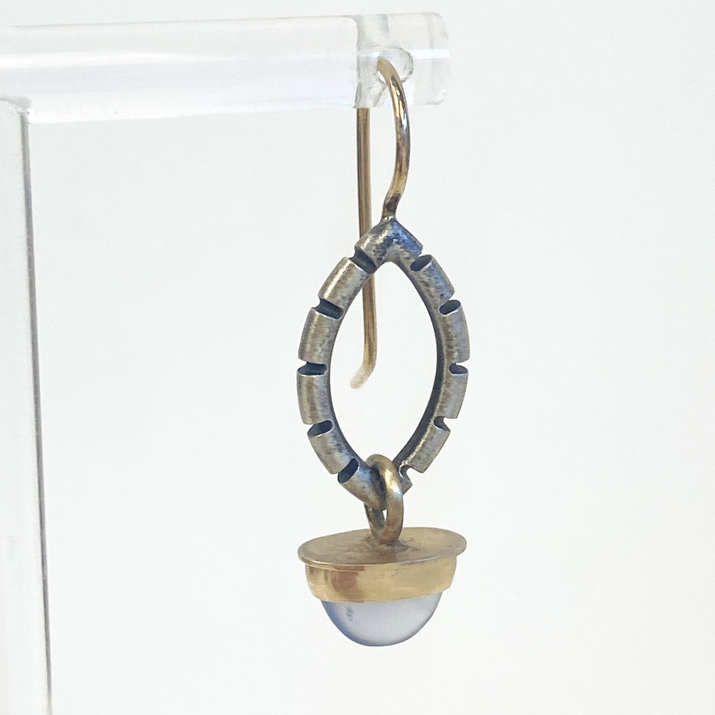 Gold and Sterling Silver Purple Moonstone Drop Earrings