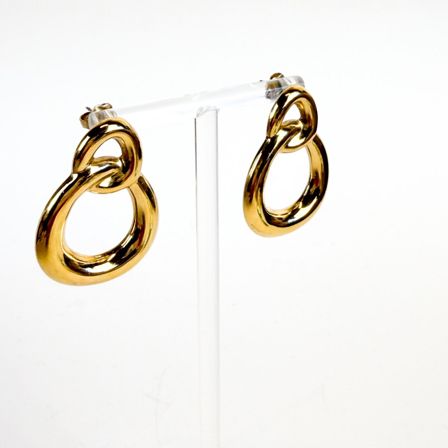 Gold Tone Twisted Post Vintage Classic Earrings