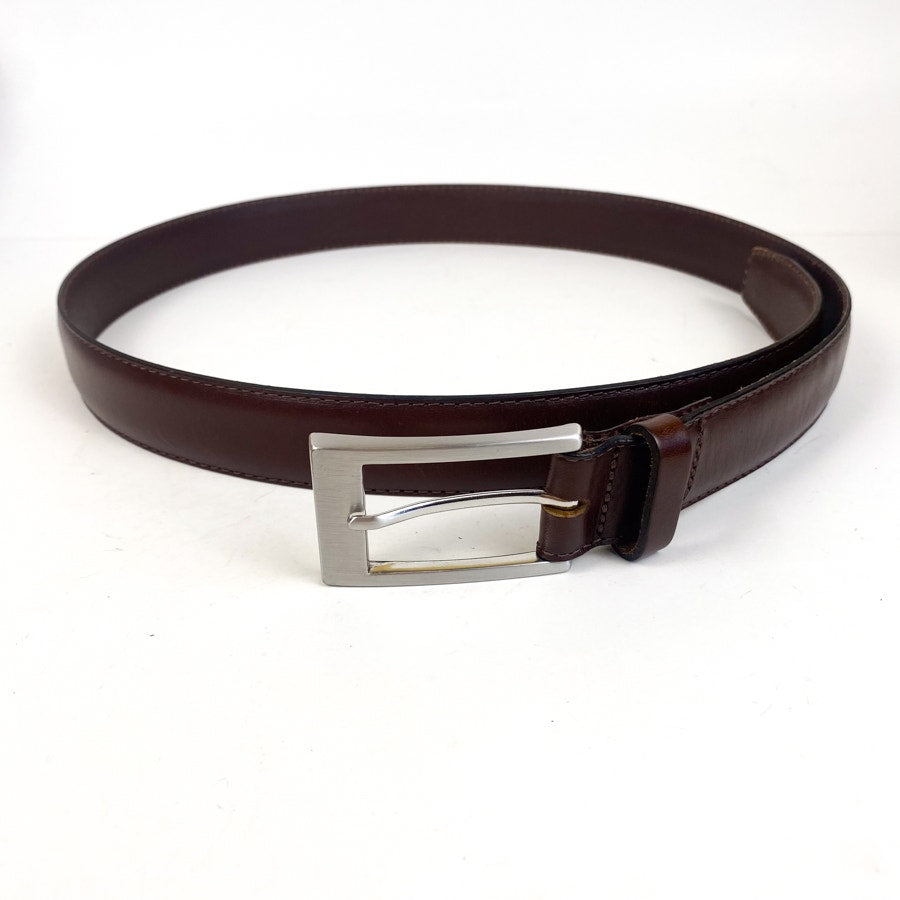 Brown Belt Silver Buckle Genuine Leather Express Design Studio Size 34