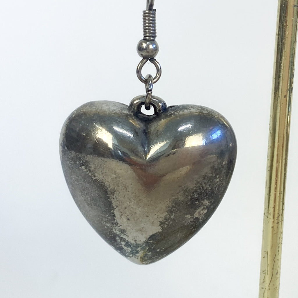 Silver Earrings | Big Heart Earrings Vintage