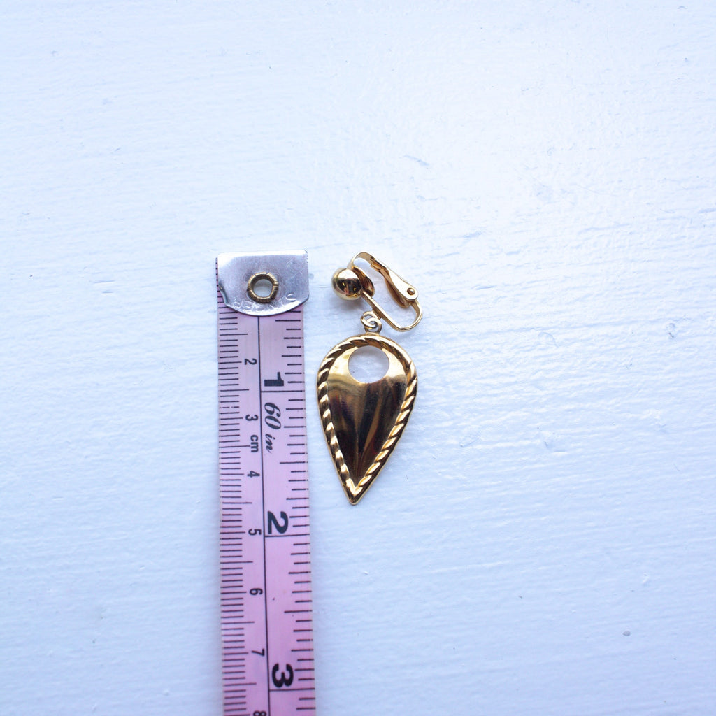 Gold-Tone Clip-On Earrings Teardrop Shape 1980s