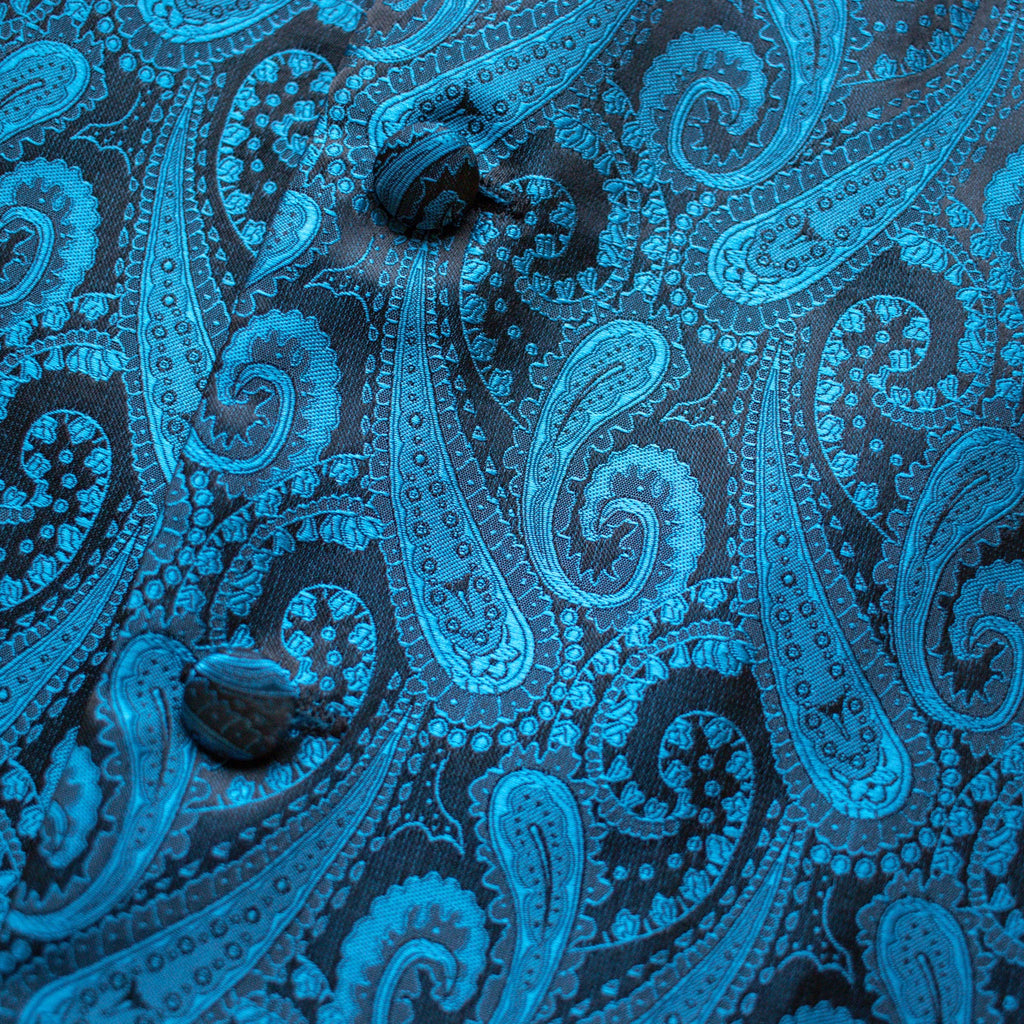 Vintage Blue Paisley Suit Vest Size Medium