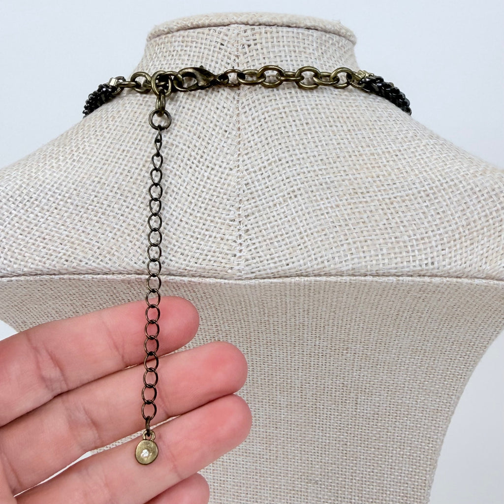 Indie Sleaze Liz Claiborne Costume Jewelry Bib Necklace Gold and Gunmetal