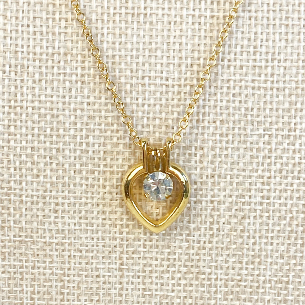 Tuscan Mom Aesthetic Gold Necklace Rhinestone Gold Tone Necklace