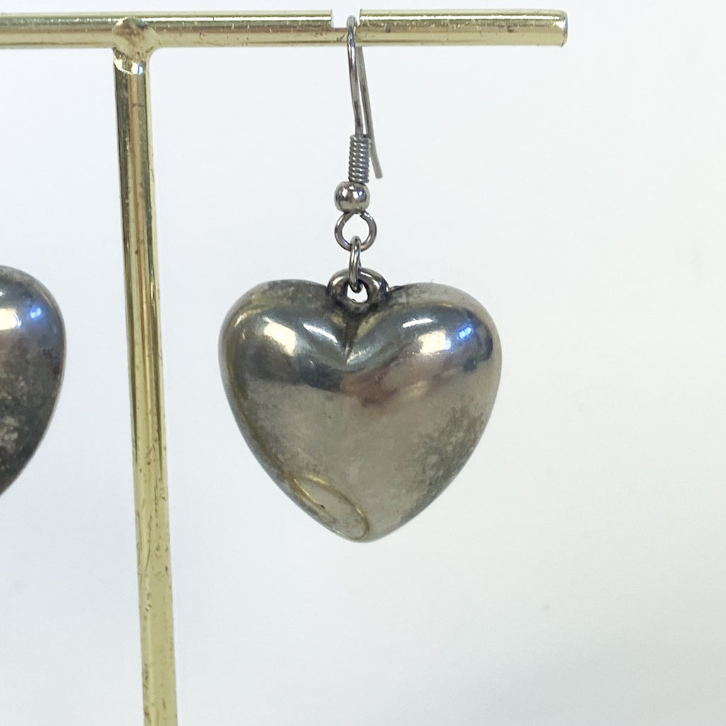 Silver Earrings | Big Heart Earrings Vintage