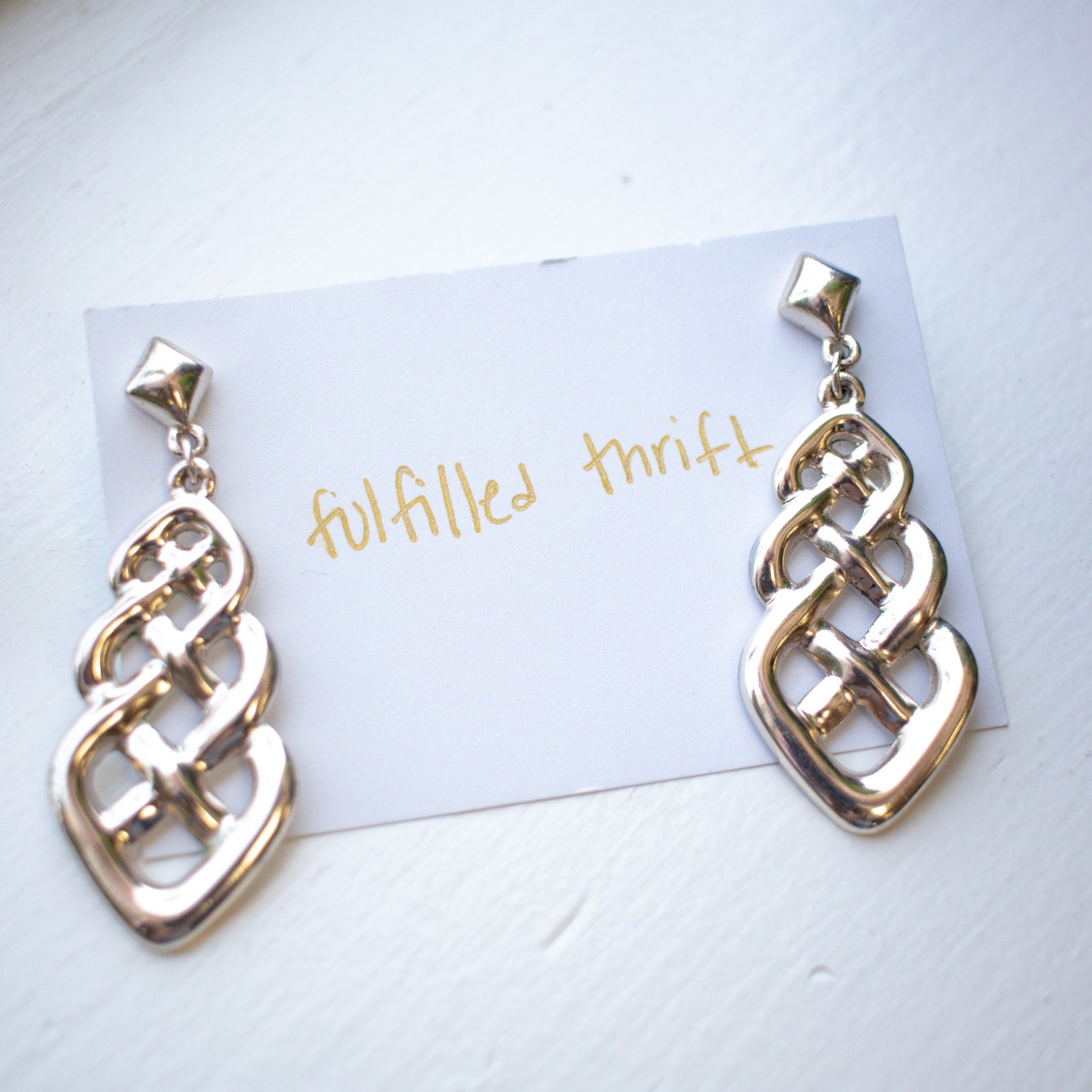 Braided Silver Dangly Earrings