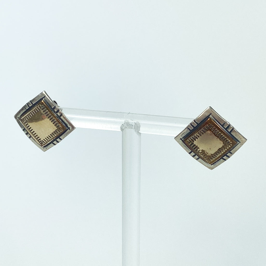 2 Paris Sterling Silver Gold Fill Southwestern Studs