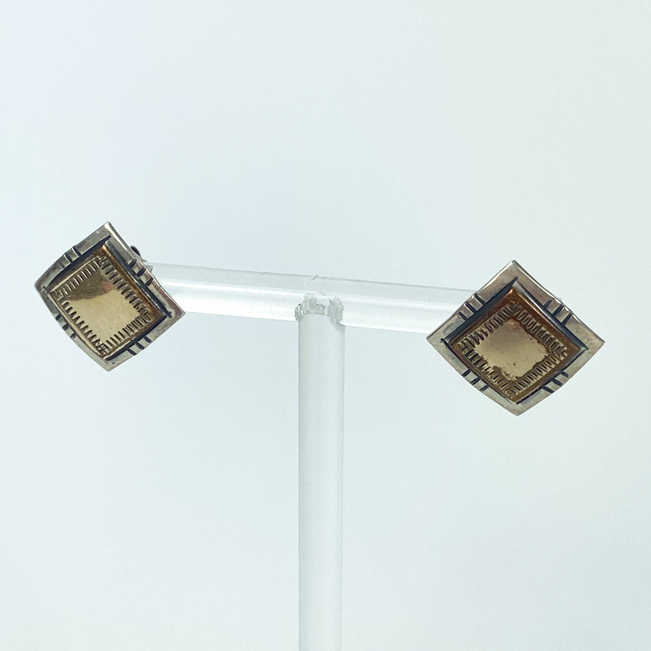 2 Paris Sterling Silver Gold Fill Southwestern Studs
