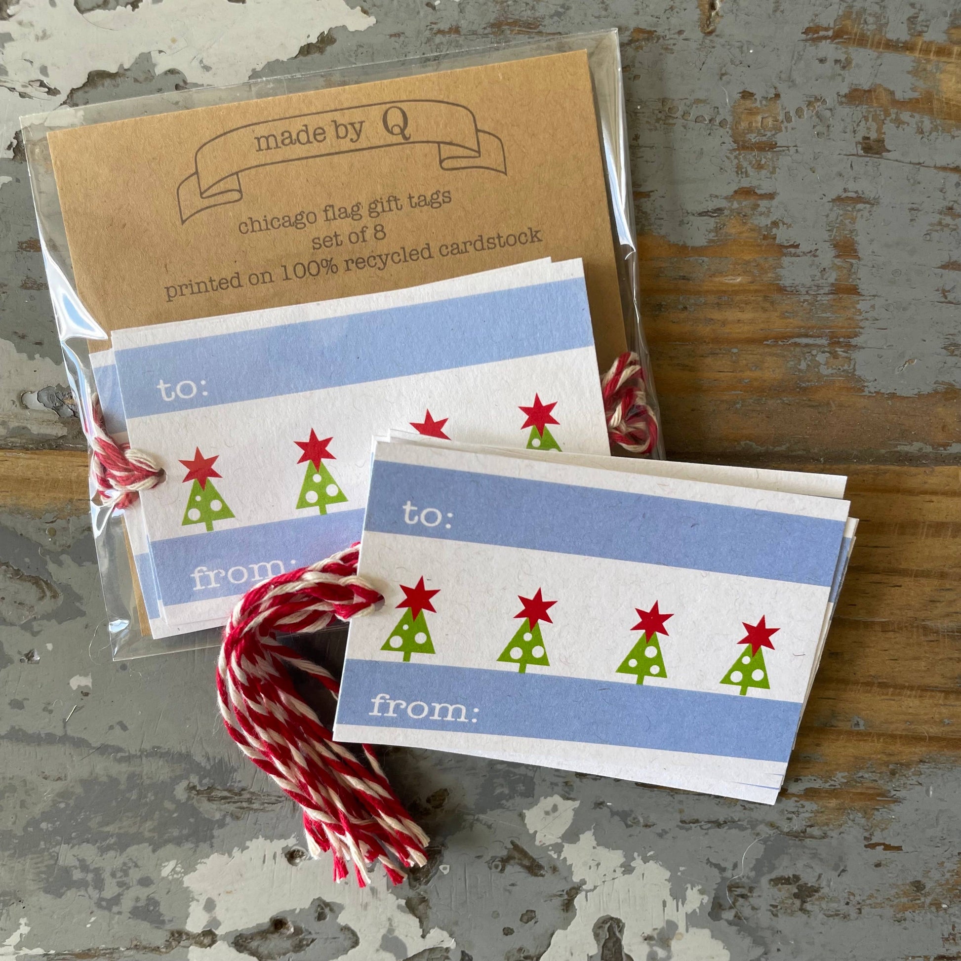 Chicago Flag Christmas Gift Tags