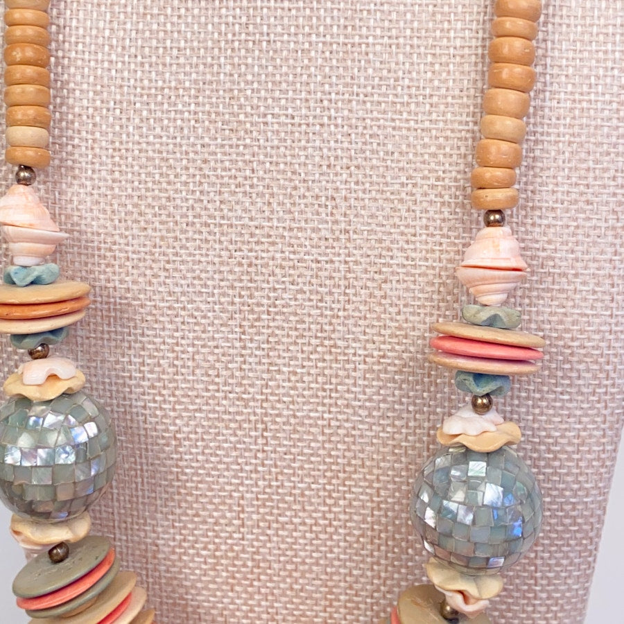 Button Necklace Disco Ball Shell Necklace
