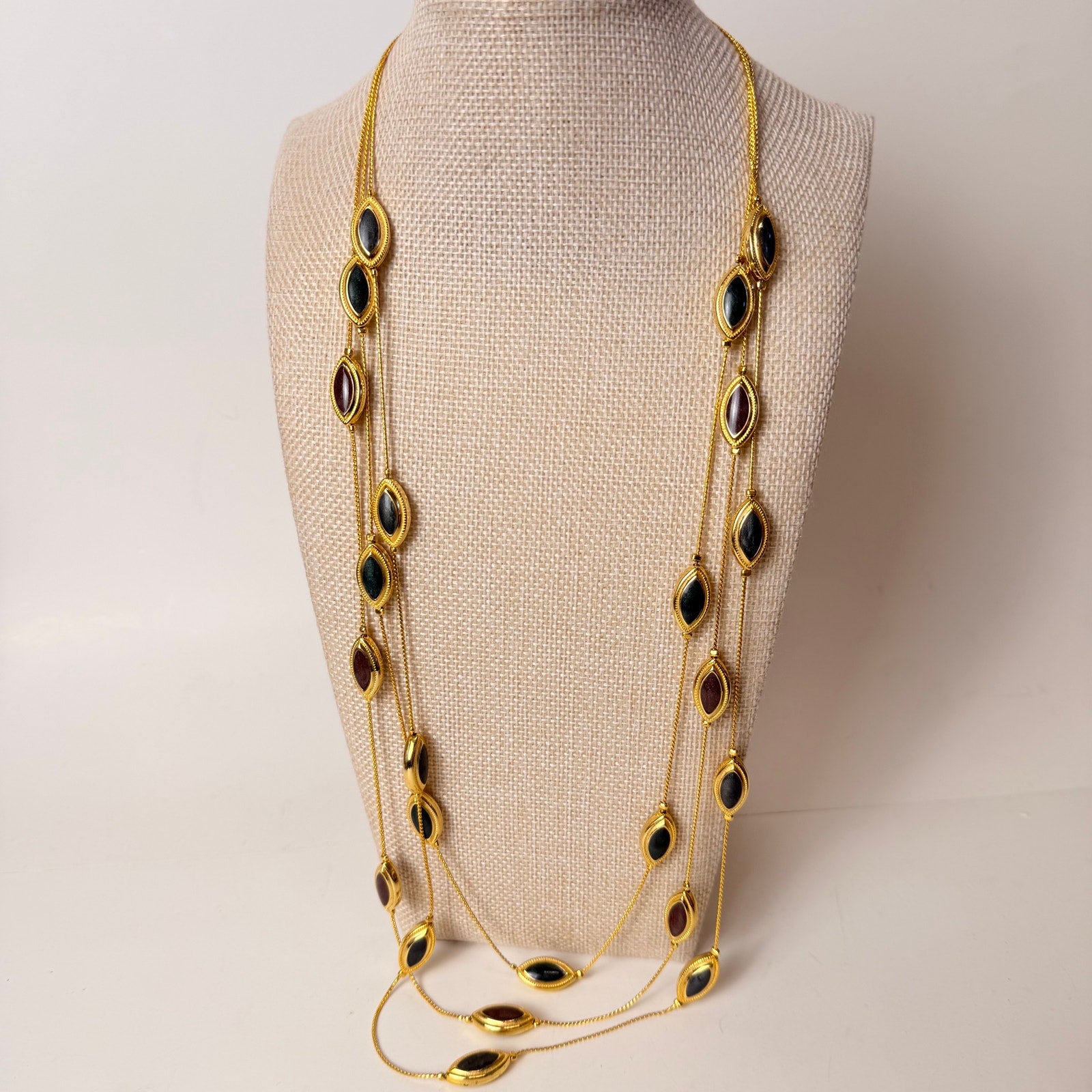 Gold Tone and Enamel Necklace & Earring Set