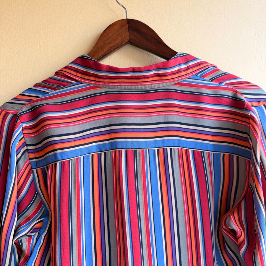 Lauren Ralph Lauren 100% Silk Striped Button-Up Blouse Size Small