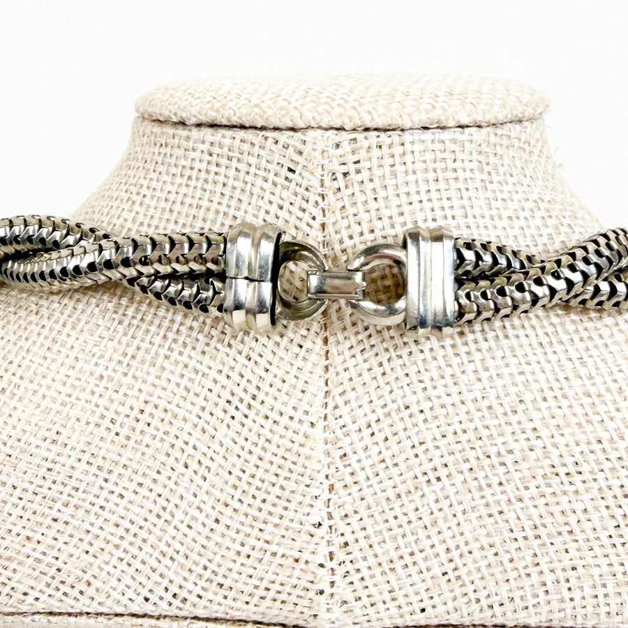 Silvery Statement Necklace Twisted Rope Chain