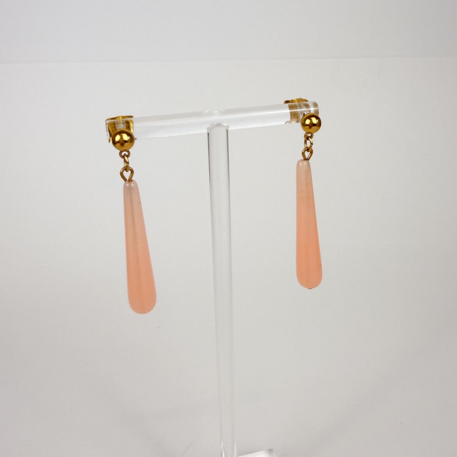 Pink Teardrop Shaped Dangly Earrings
