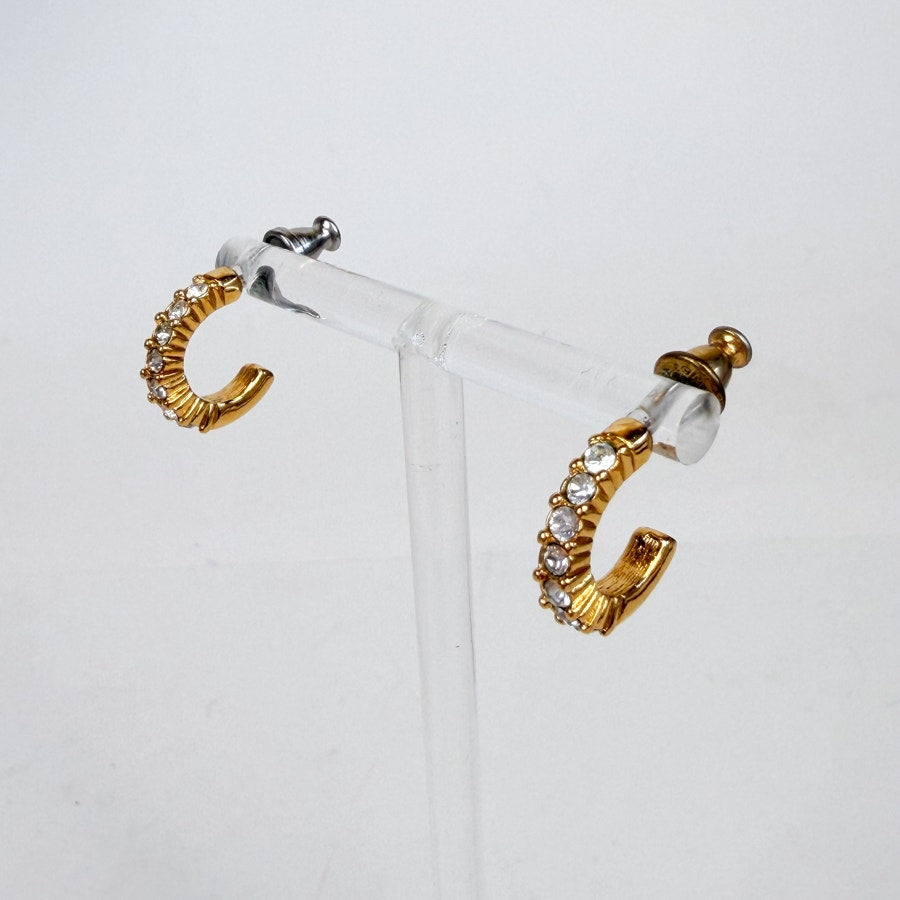 Little Gold-Tone .5 Inch Hoops Rhinestone Minimalist Style