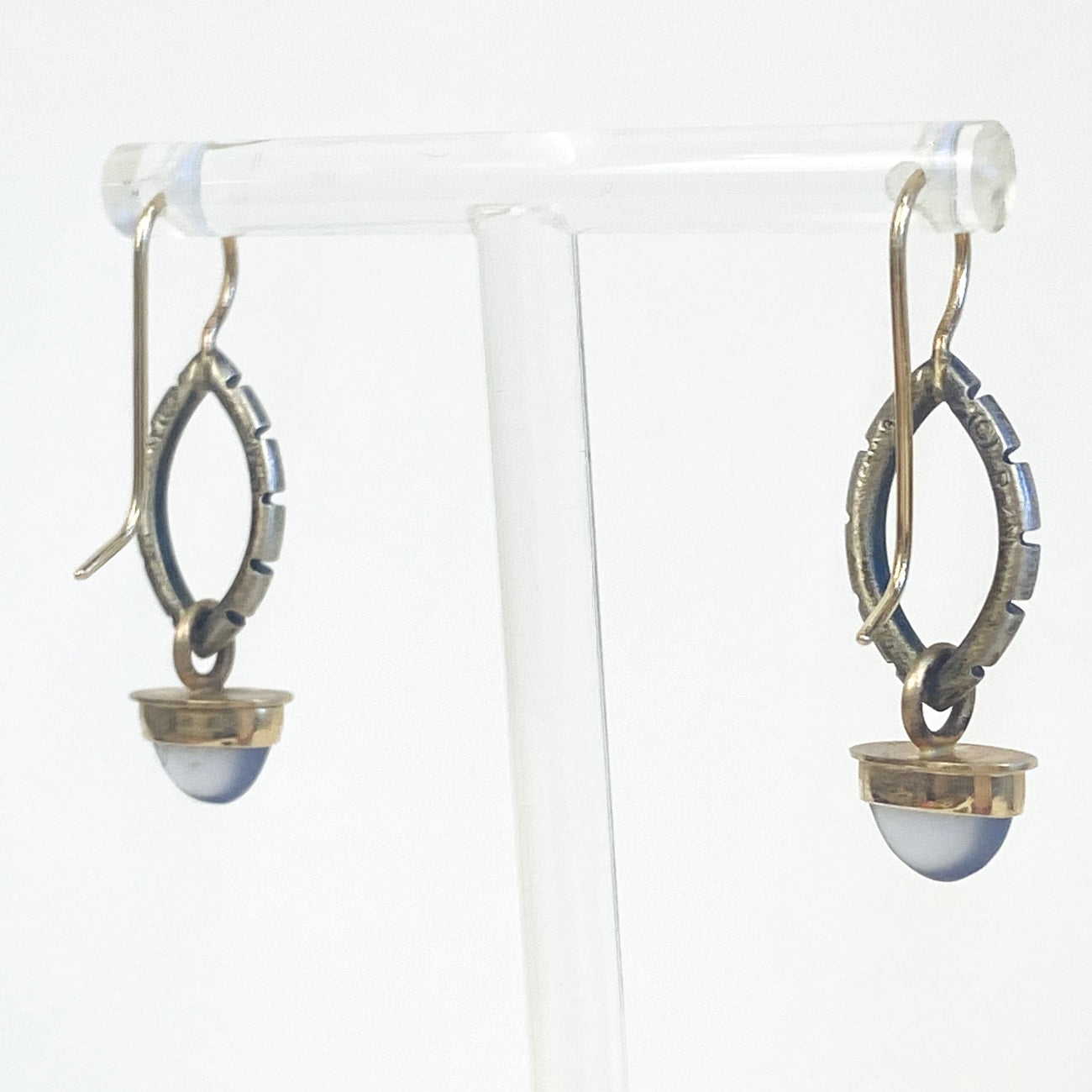 Gold and Sterling Silver Purple Moonstone Drop Earrings