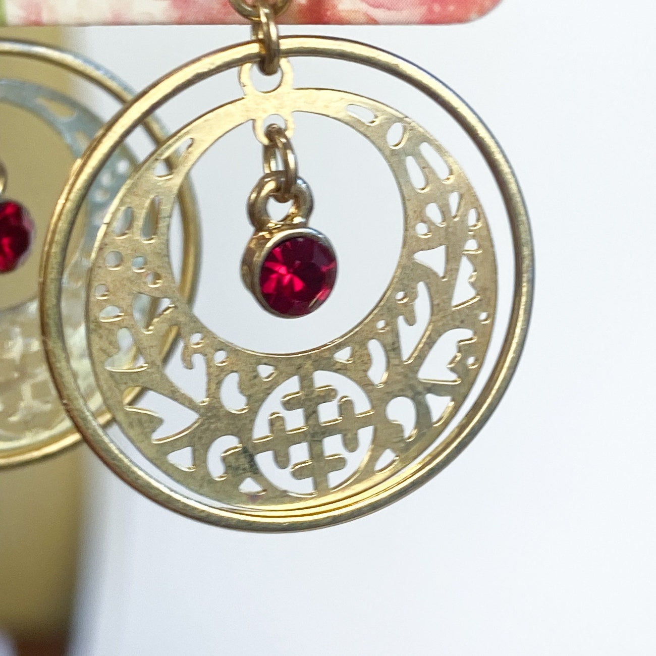 Whimsygoth Gold & Red Dangly Earrings