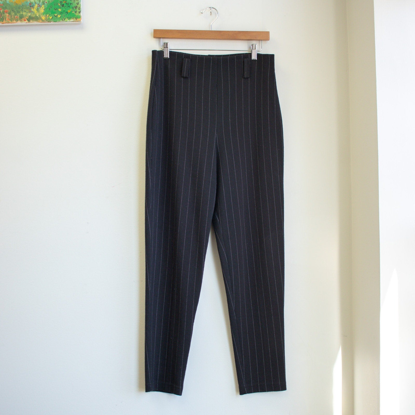 Vintage 90s Black Pinstripe Tapered Pant Size Large