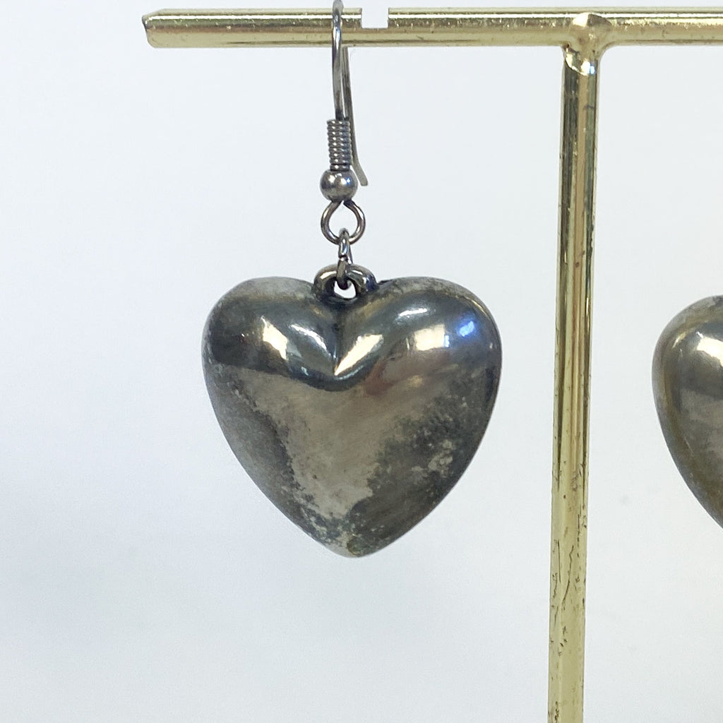 Silver Earrings | Big Heart Earrings Vintage