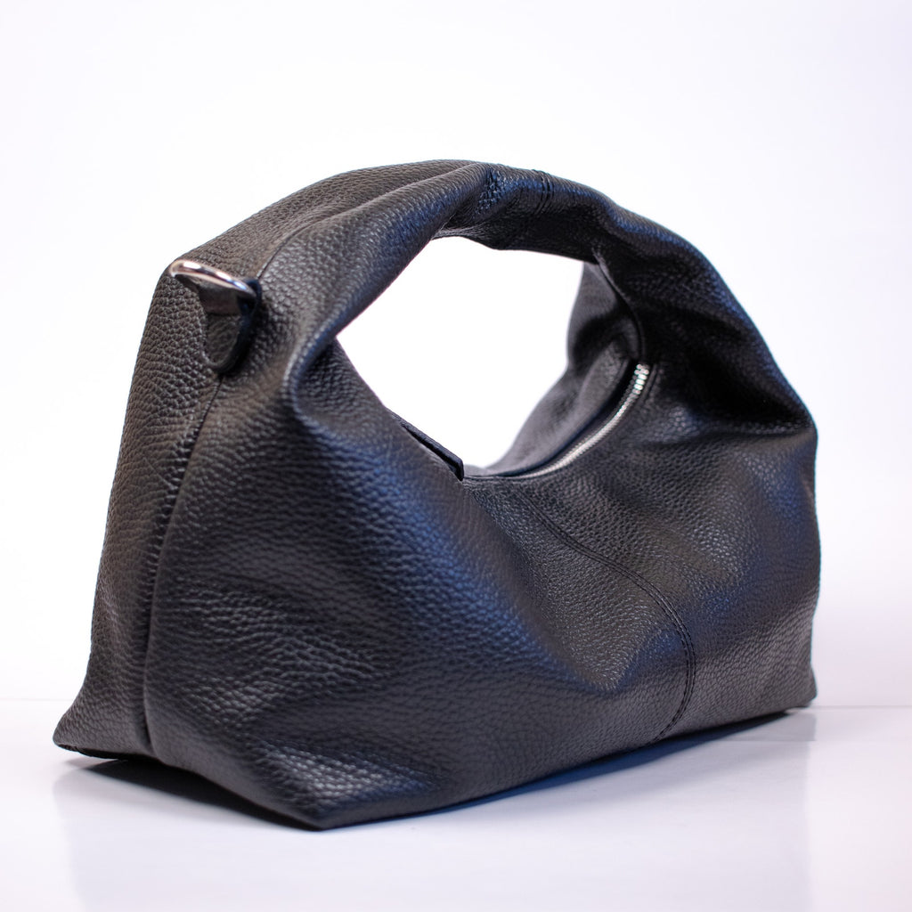 Hyer Goods Black and Silver Leather Everyday Shoulder Bag