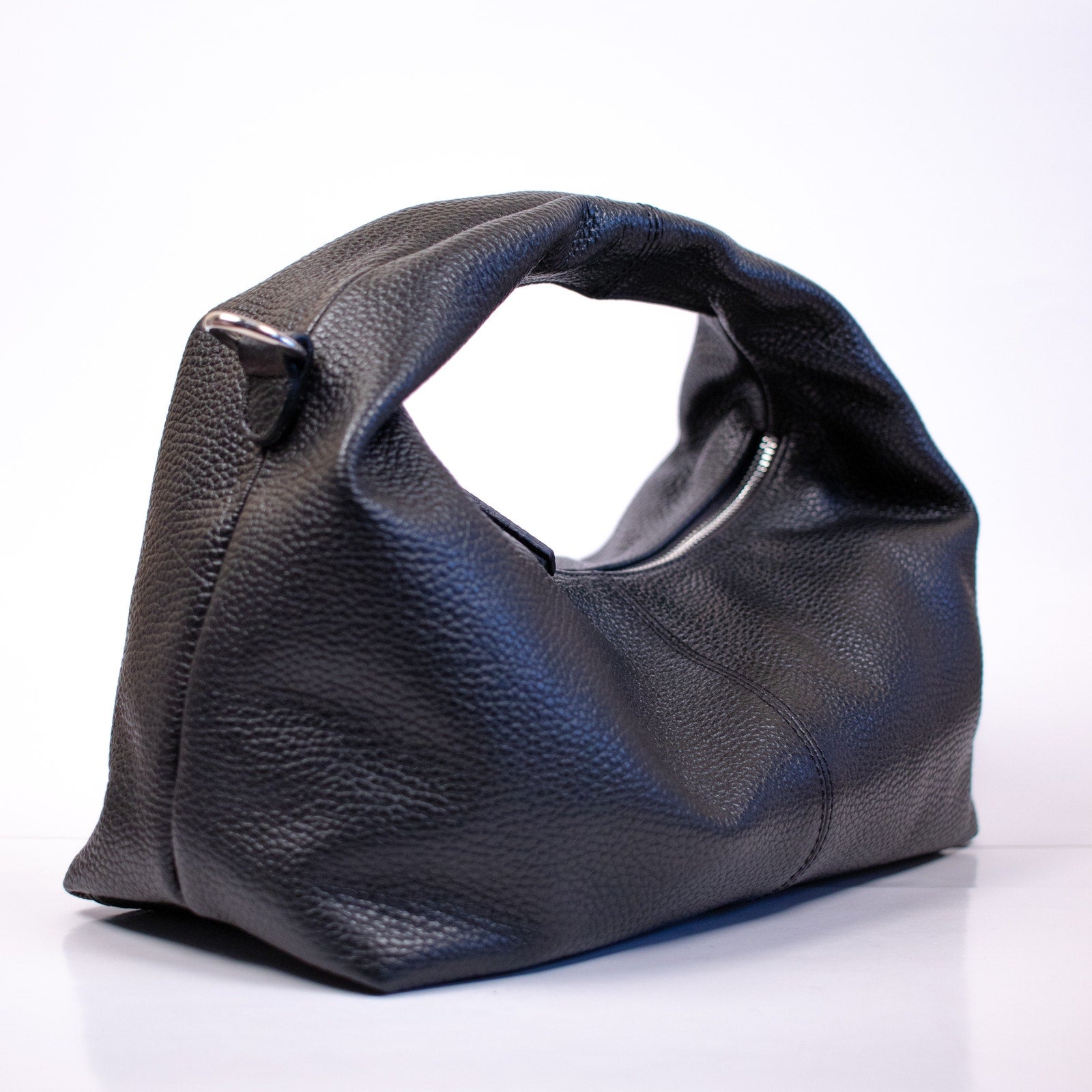 Hyer Goods Black and Silver Leather Everyday Shoulder Bag