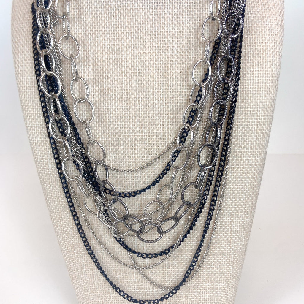 Indie Sleaze Multi-Strand Silver and Black New York and Company Necklace