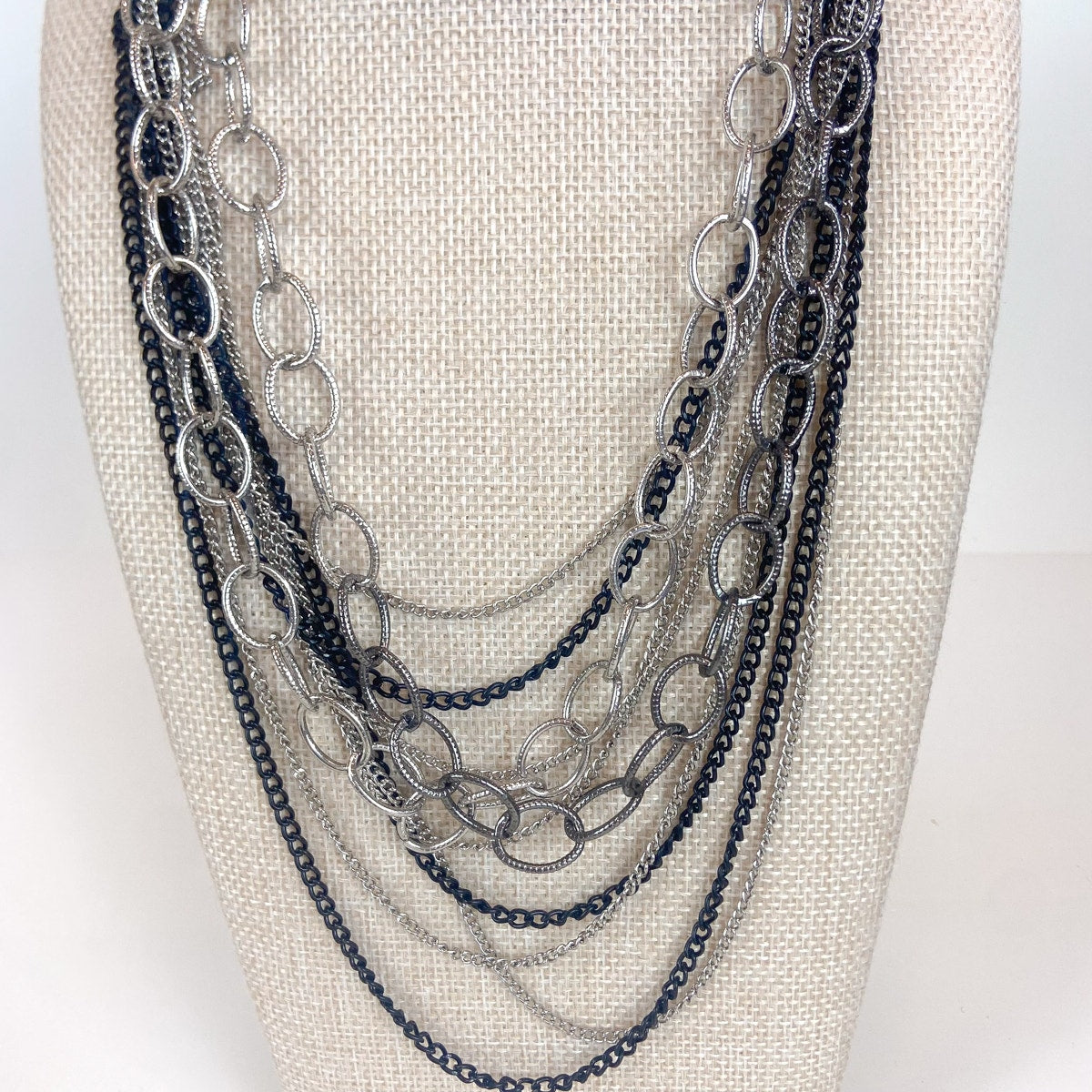 Indie Sleaze Multi-Strand Silver and Black New York and Company Necklace