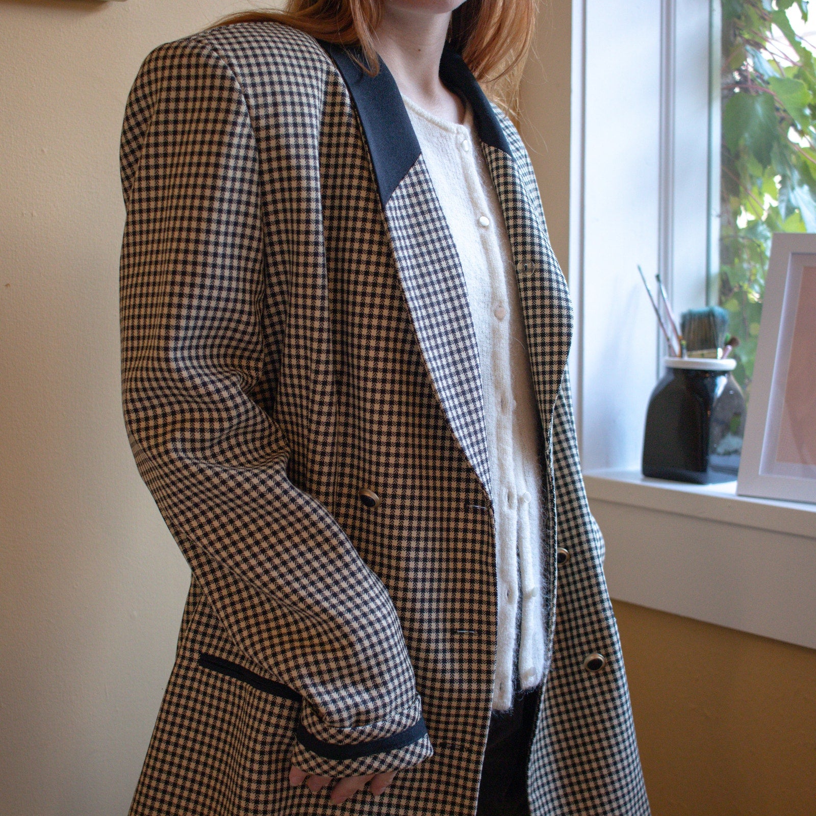 Vintage Danny & Nicole New York Houndstooth Blazer Size 10T