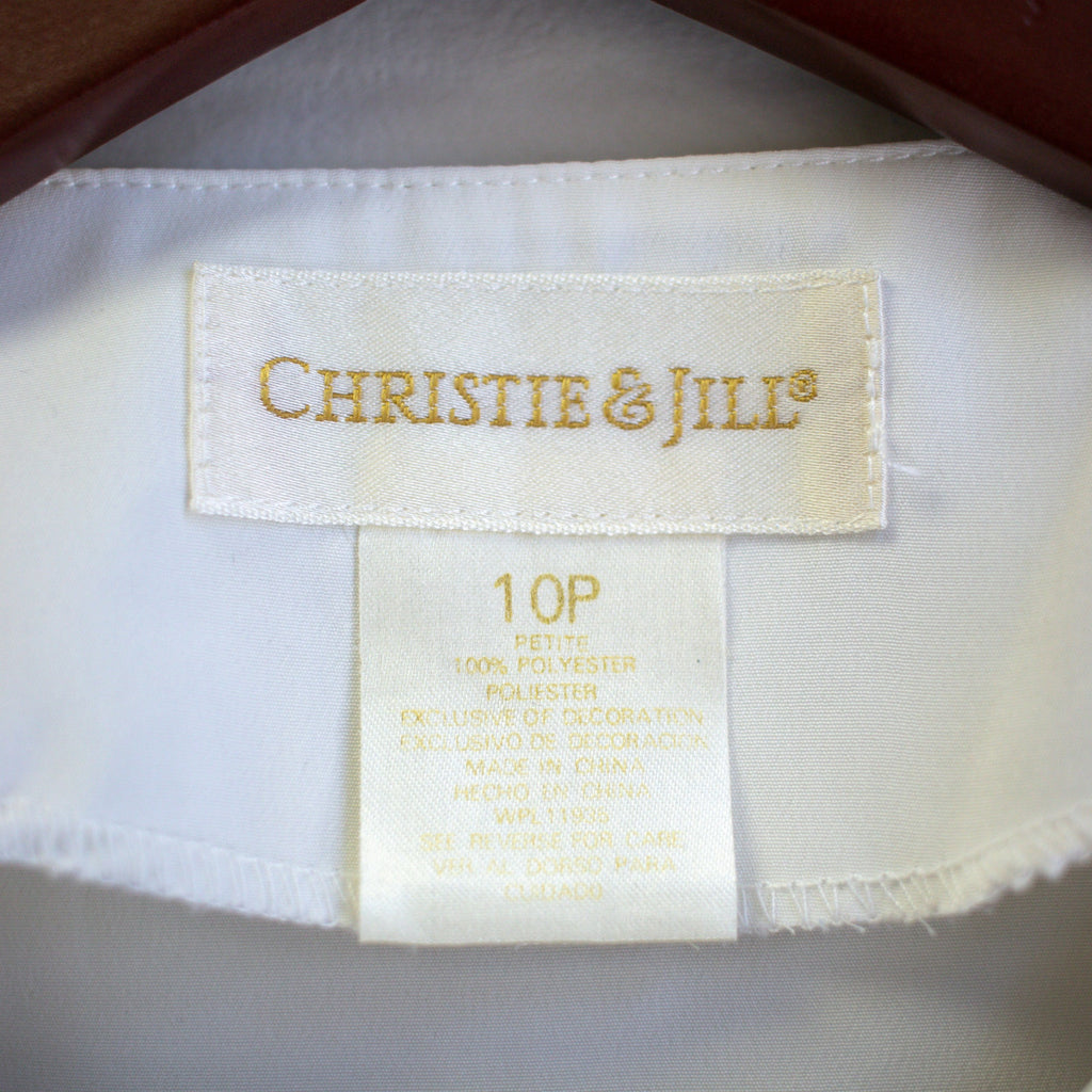 Vintage Christie & Jill Floral Embroidered Silky Button-up Blouse Size 10