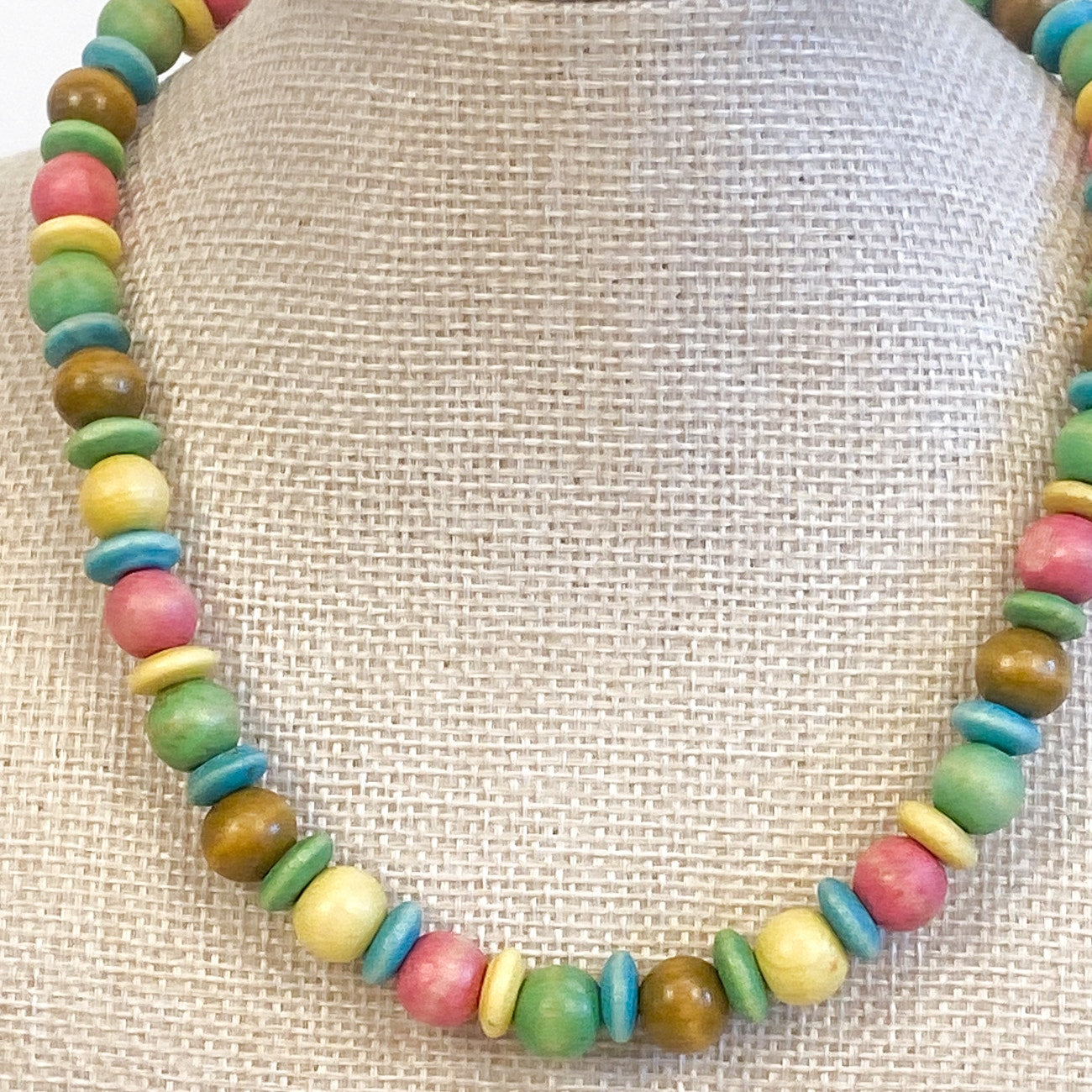 Wood Bead Colorful Statement Necklace
