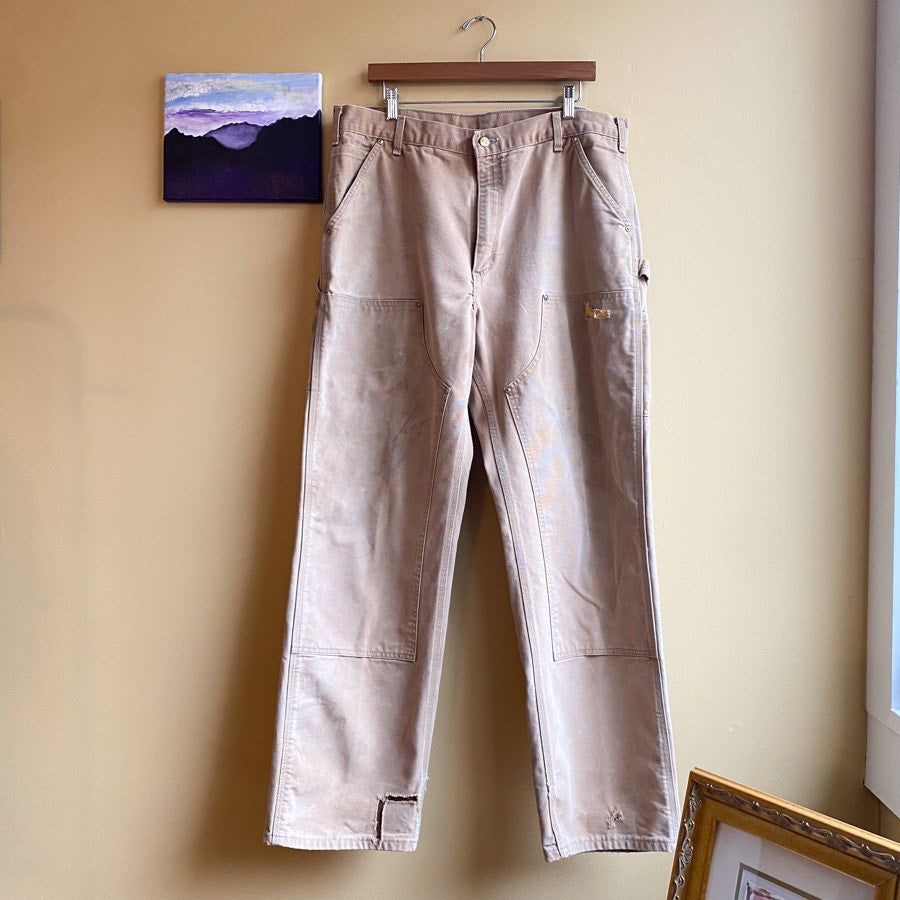 Carhartt Carpenter Pants Double Knee Vintage 90s Light Brown Tan Size 42