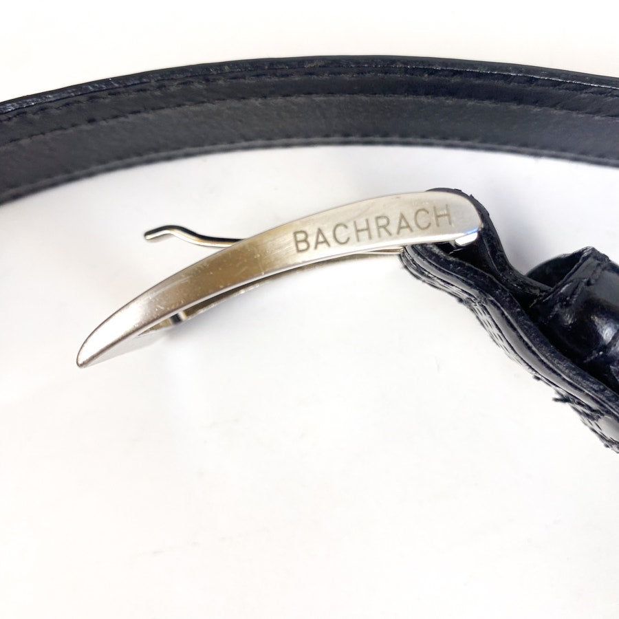 Genuine Leather Black and Silver Perforated Leather Belt Bachrach Size 36