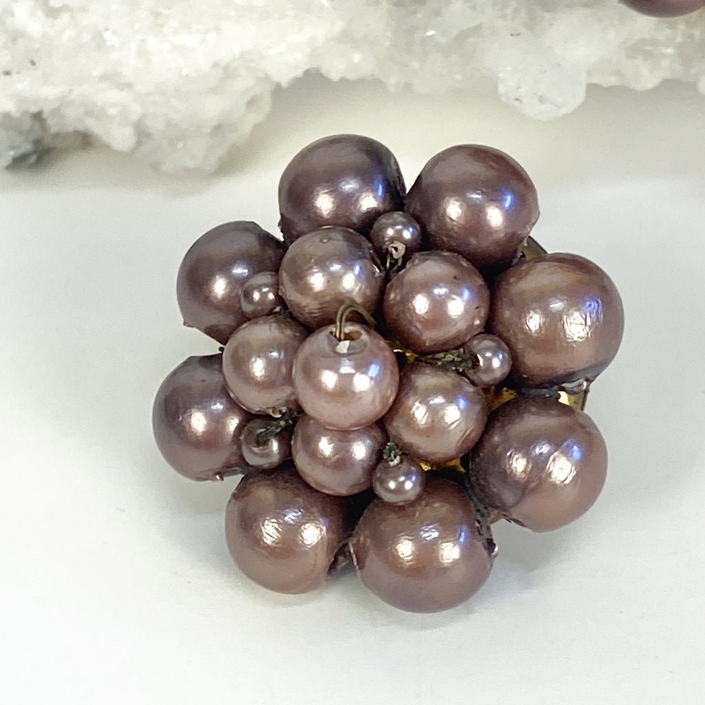 Clip On Earrings Vintage Purple Made in Japan Clip-Ons