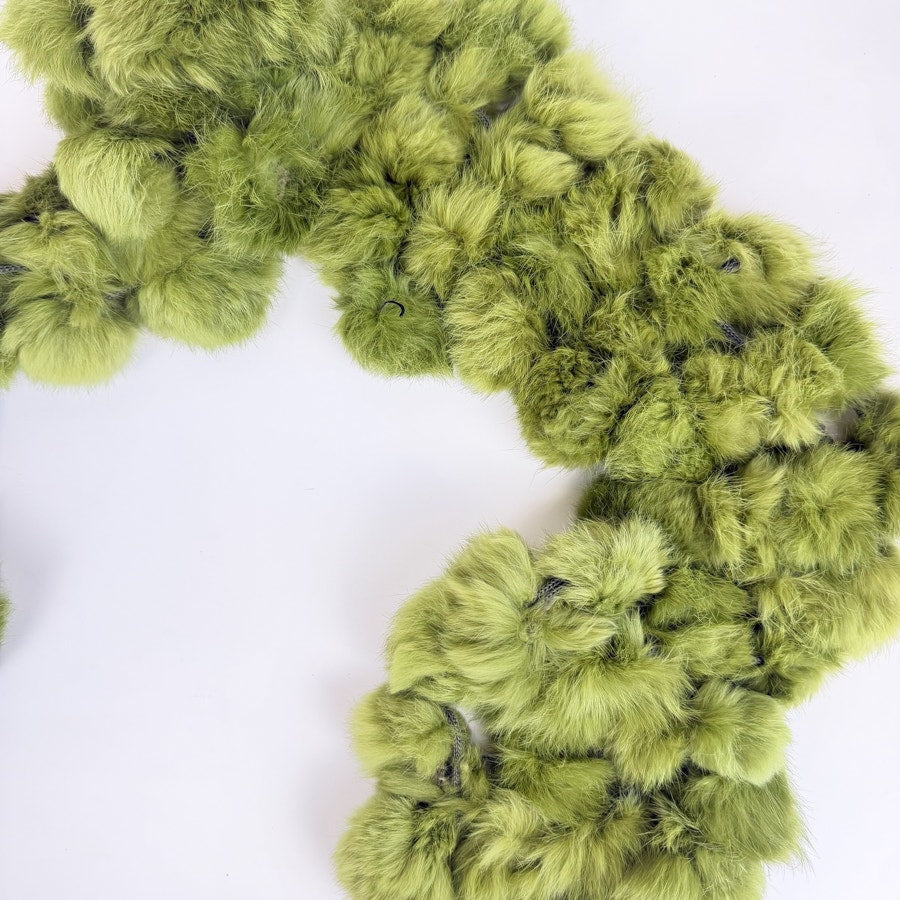 Vintage Green Knitted Soft Rabbit Fur Scarf Collar Stole