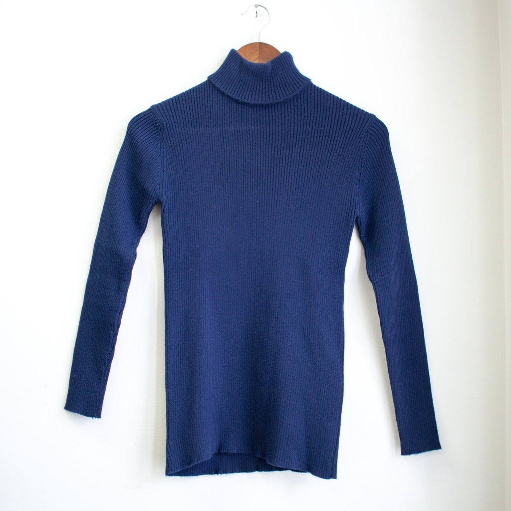 Vintage Navy Blue Turtleneck Sweater Size Medium