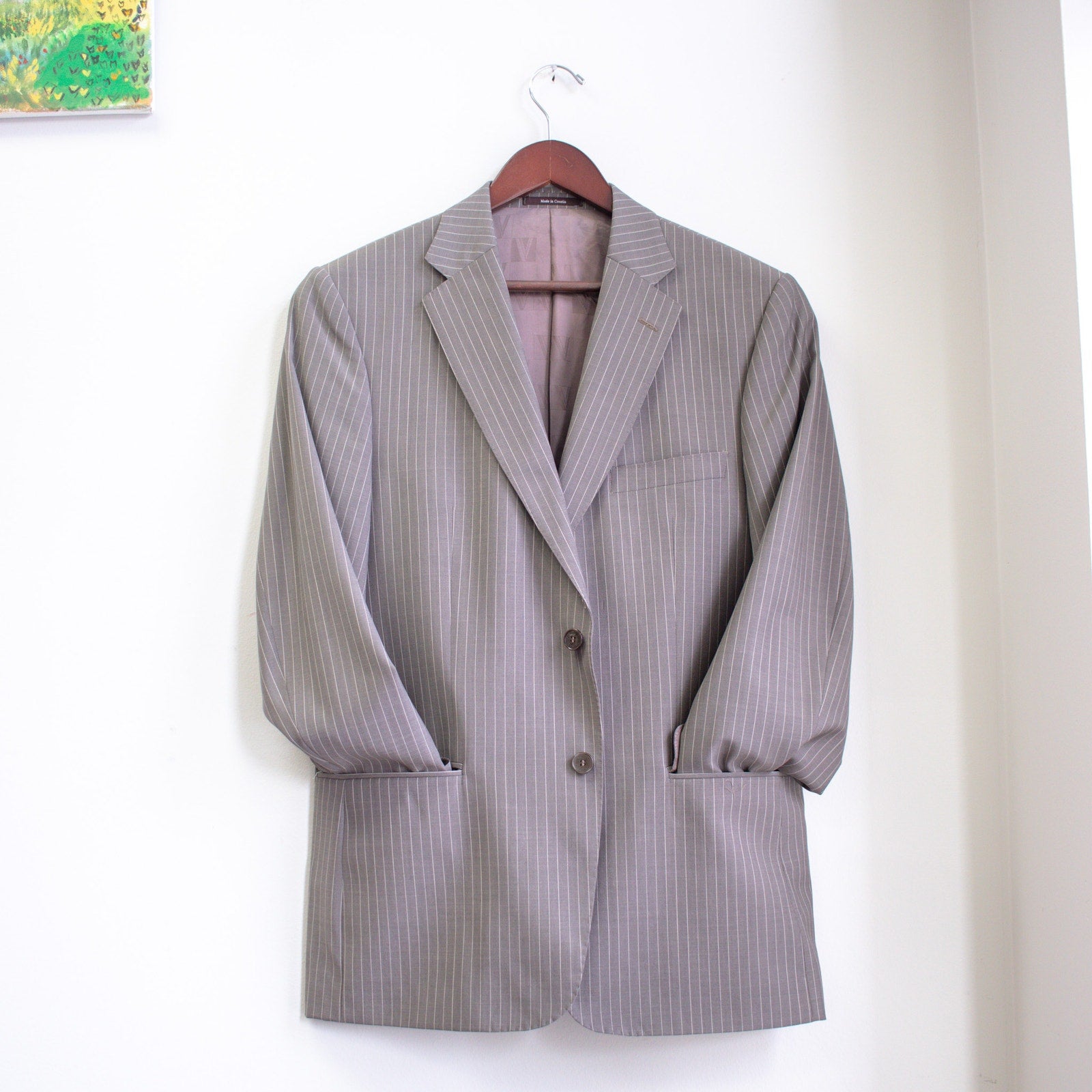 Versace Wool Pinstripe Suit Size 38R