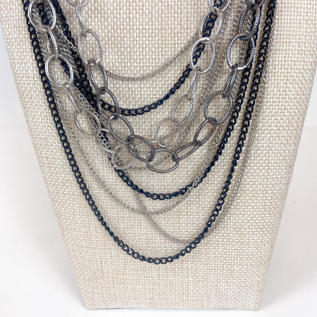 Indie Sleaze Multi-Strand Silver and Black New York and Company Necklace