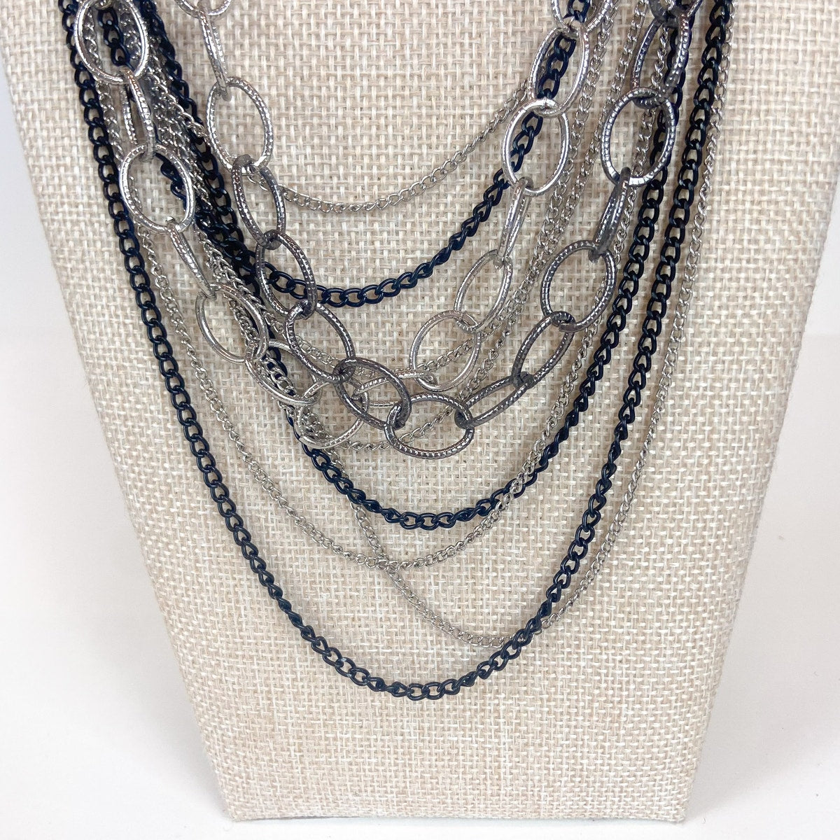 Indie Sleaze Multi-Strand Silver and Black New York and Company Necklace
